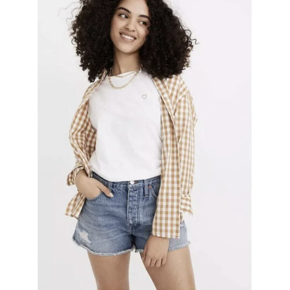 NEW! Madewell High Rise 28 CURVY Denim Shorts RELAXED Jean Cutoffs Light Wash 6